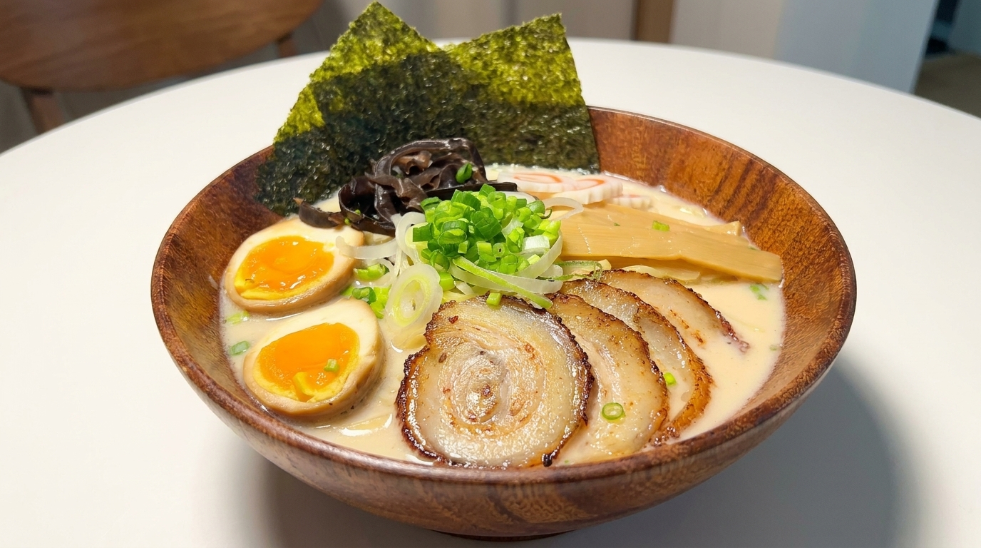 Cremige japanische Tonkotsu Ramen selber machen