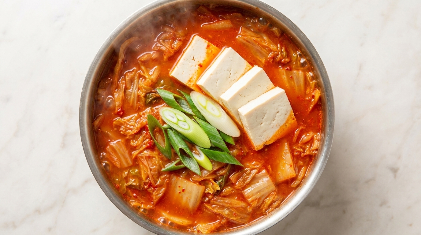 Authentisches koreanisches Kimchi Jjigae (Kimchi-Eintopf)