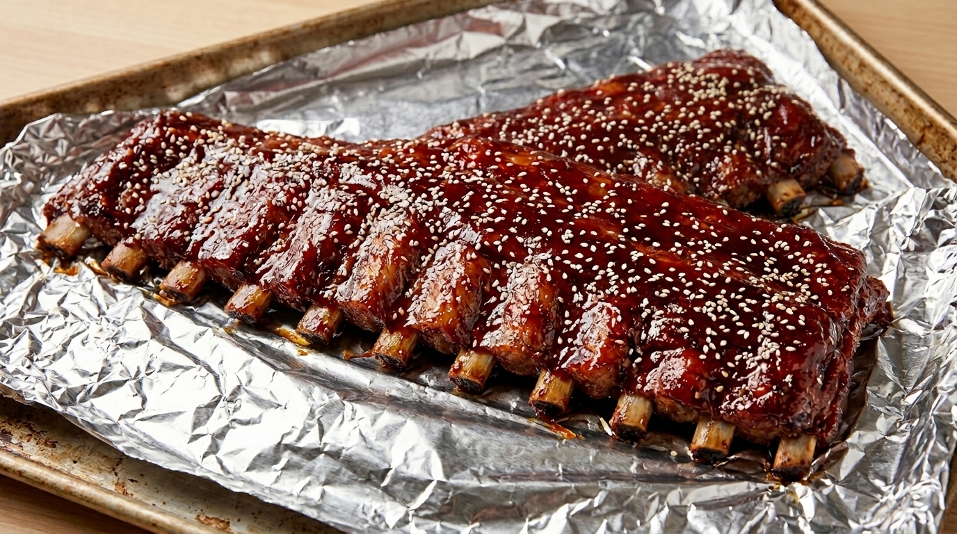 Honig-glasierte Char Siu Schweinerippchen aus dem Ofen