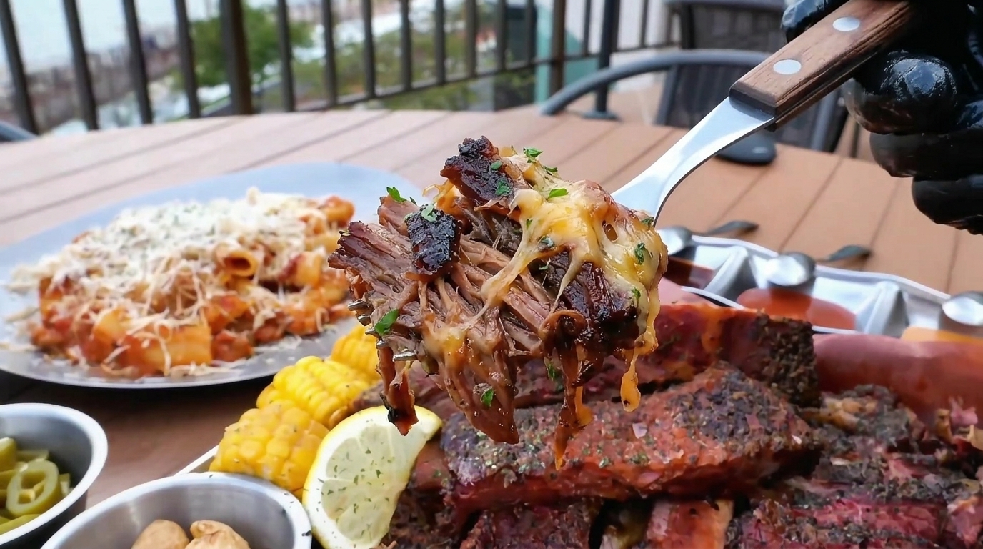 Original Texas Pulled Beef: Low & Slow geräuchert mit Knoblauch und Käse