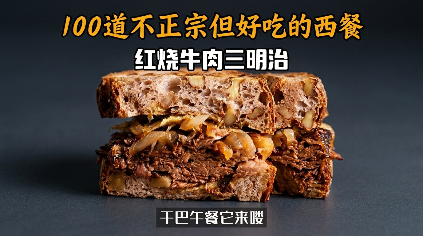Asiatisches Braised Beef Sandwich auf rustikalem Bauernbrot