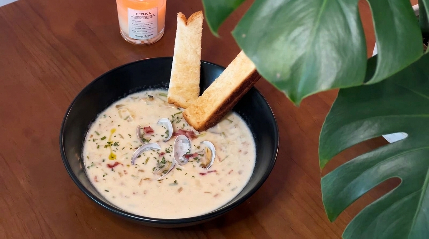 Klassische cremige Clam Chowder – Muschelsuppe wie in Neuengland