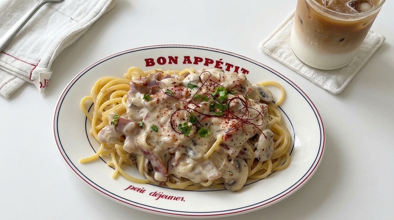 Cremige Pasta mit Speck und Champignons (ohne Sahne)