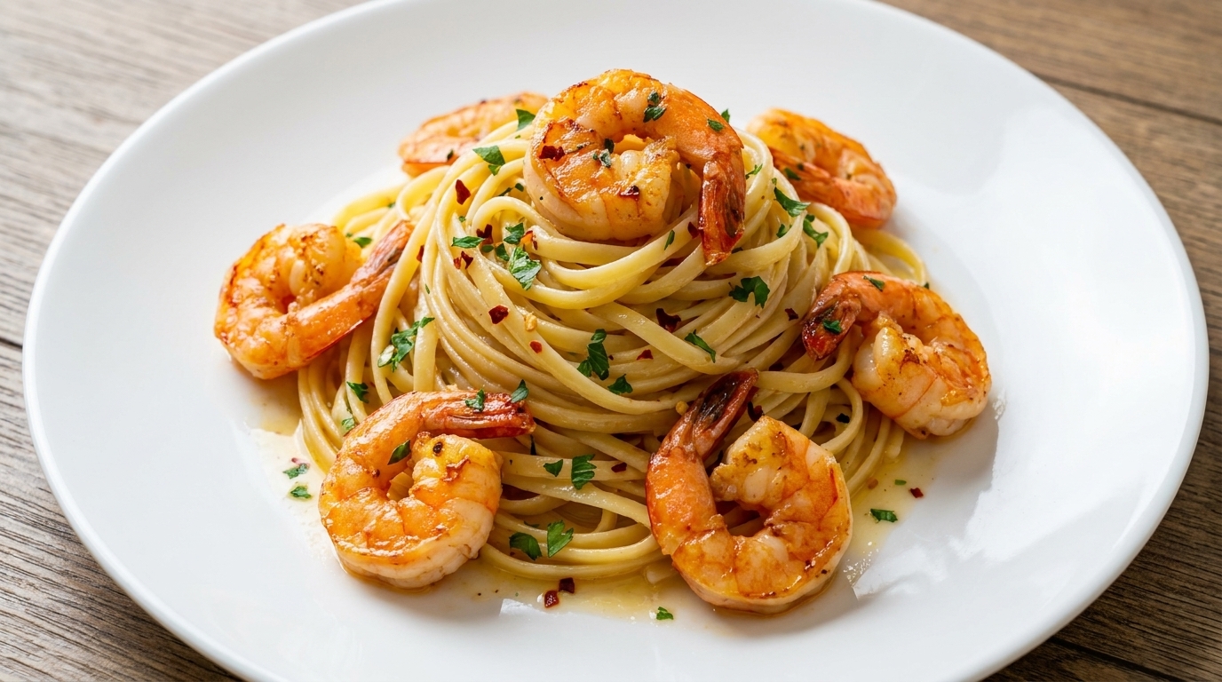 Pasta Shrimp Scampi mit Knoblauchbutter