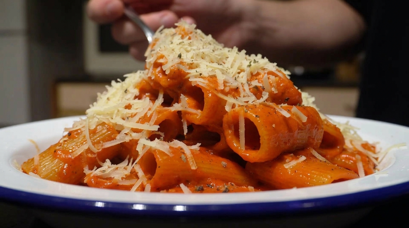 Scharfe Rigatoni in cremiger Tomaten-Speck-Sauce & Brasilianische Limonade