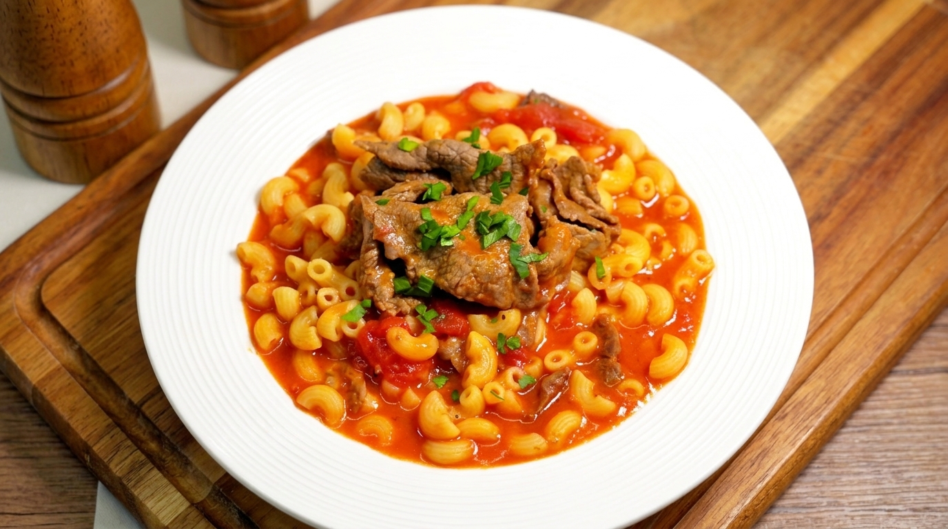 Herzhafte Tomaten-Rindfleisch-Makkaroni