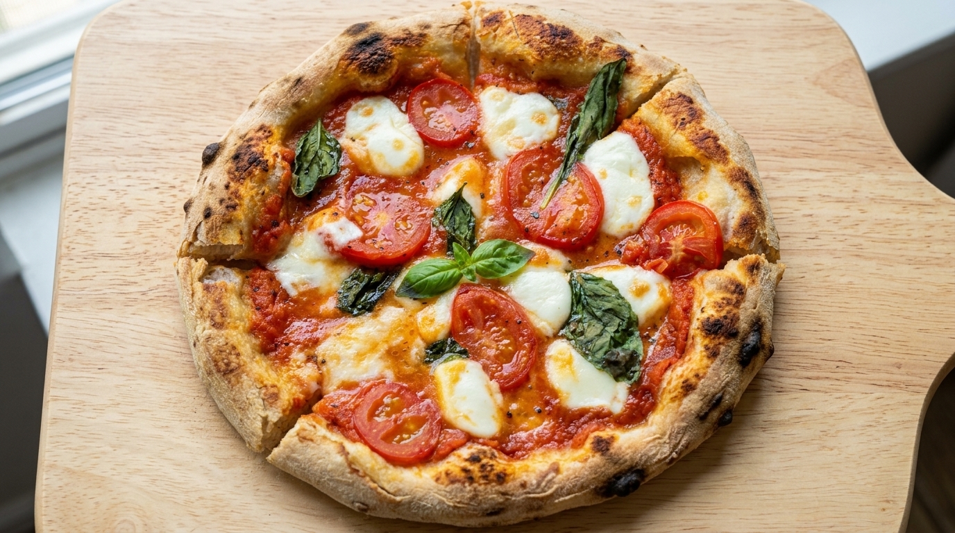 Klassische Pizza Margherita nach neapolitanischer Art