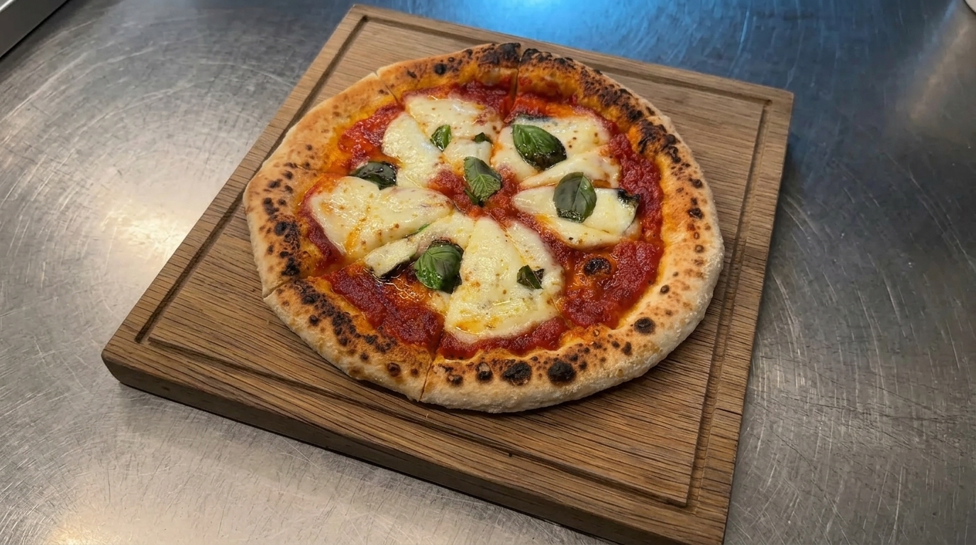 Klassische Pizza Margherita mit Büffelmozzarella