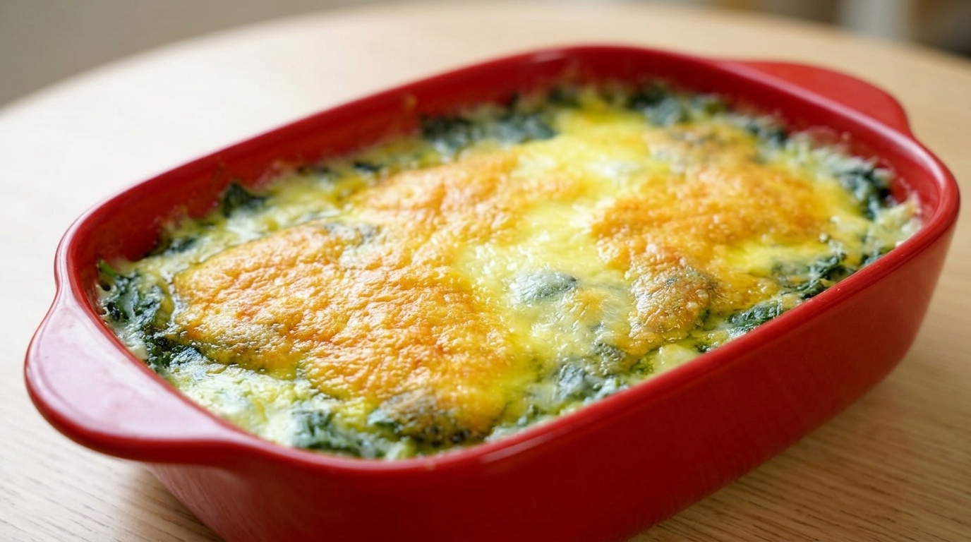 Cremiger Spinat-Auflauf mit Mozzarella überbacken