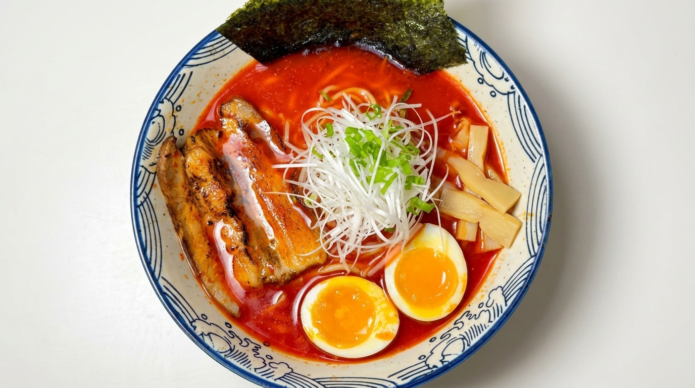 Japanische Hell Ramen (Scharfe Tonkotsu Ramen)
