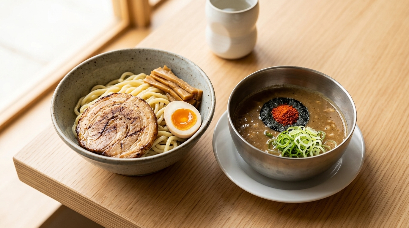 Authentisches Tonkotsu Gyokai Tsukemen (Japanische Dipping-Ramen)