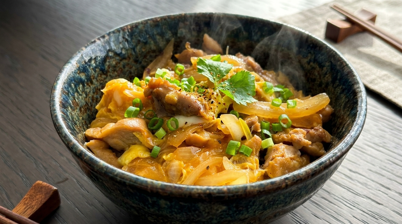 Schnelles, authentisches Oyakodon (Japanische Hähnchen-Ei-Bowl)
