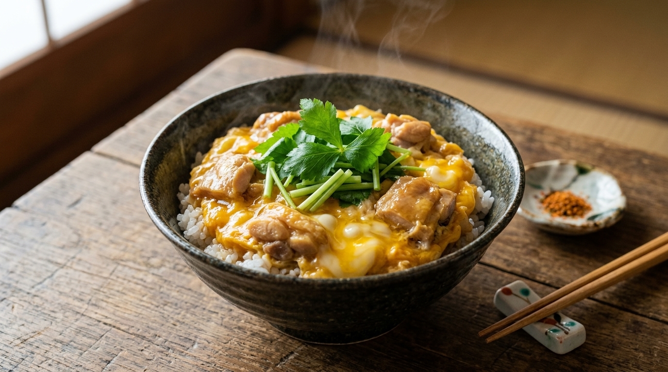 Authentisches Oyakodon (Japanische Hähnchen-Ei-Bowl)
