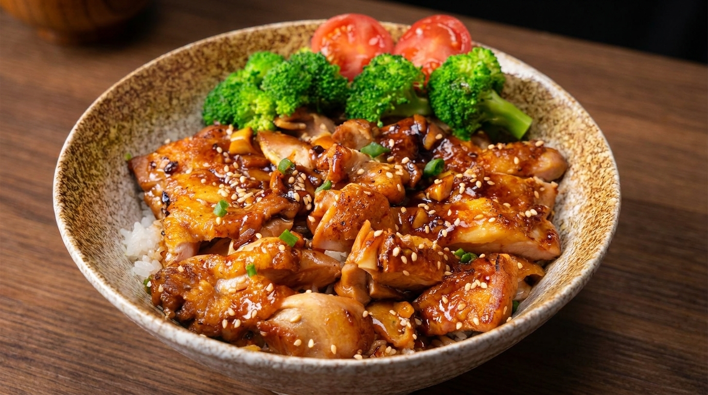 Klassische japanische Teriyaki Chicken Bowl (Teriyaki Donburi)