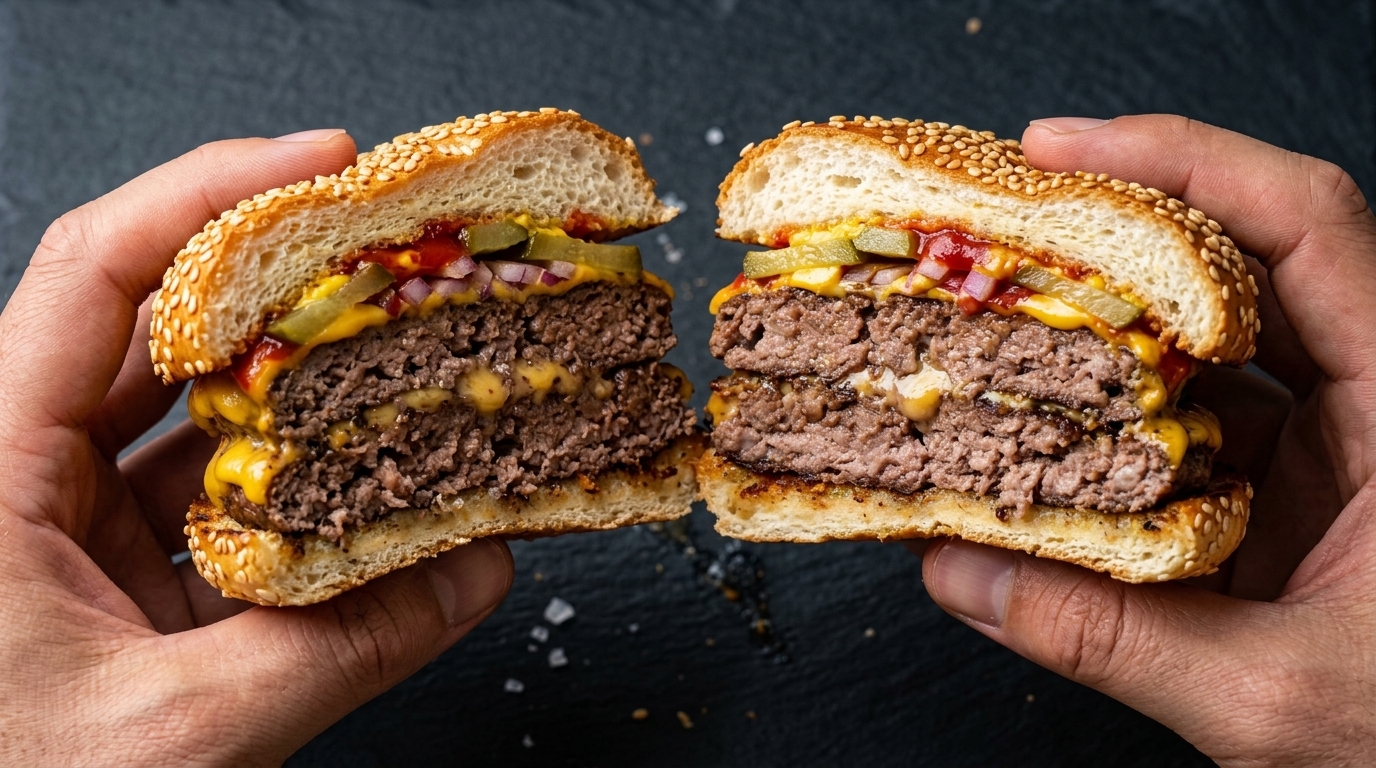 Klassischer hausgemachter Double Cheese Beef Burger