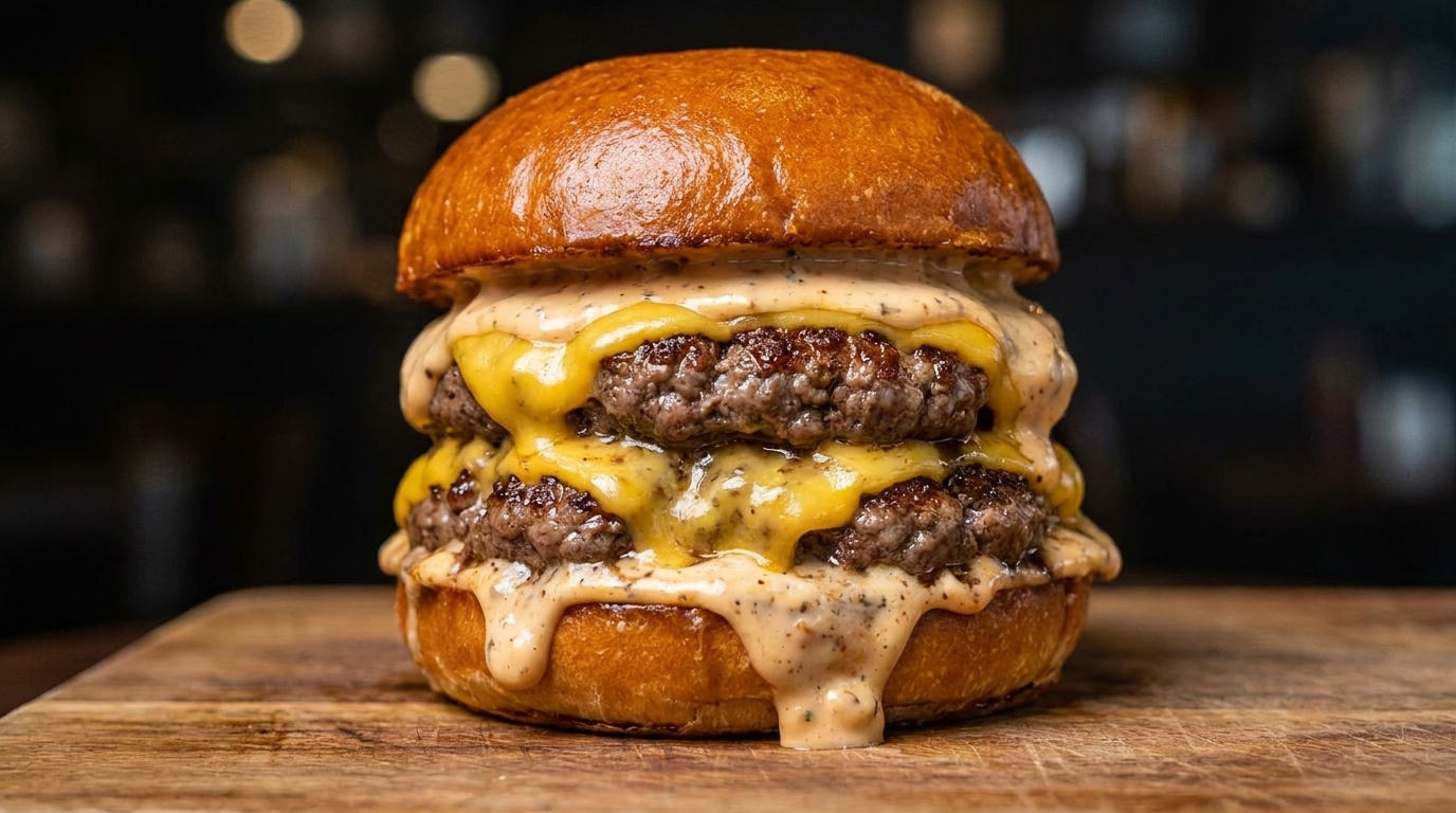 Ultimativer hausgemachter Double Cheeseburger