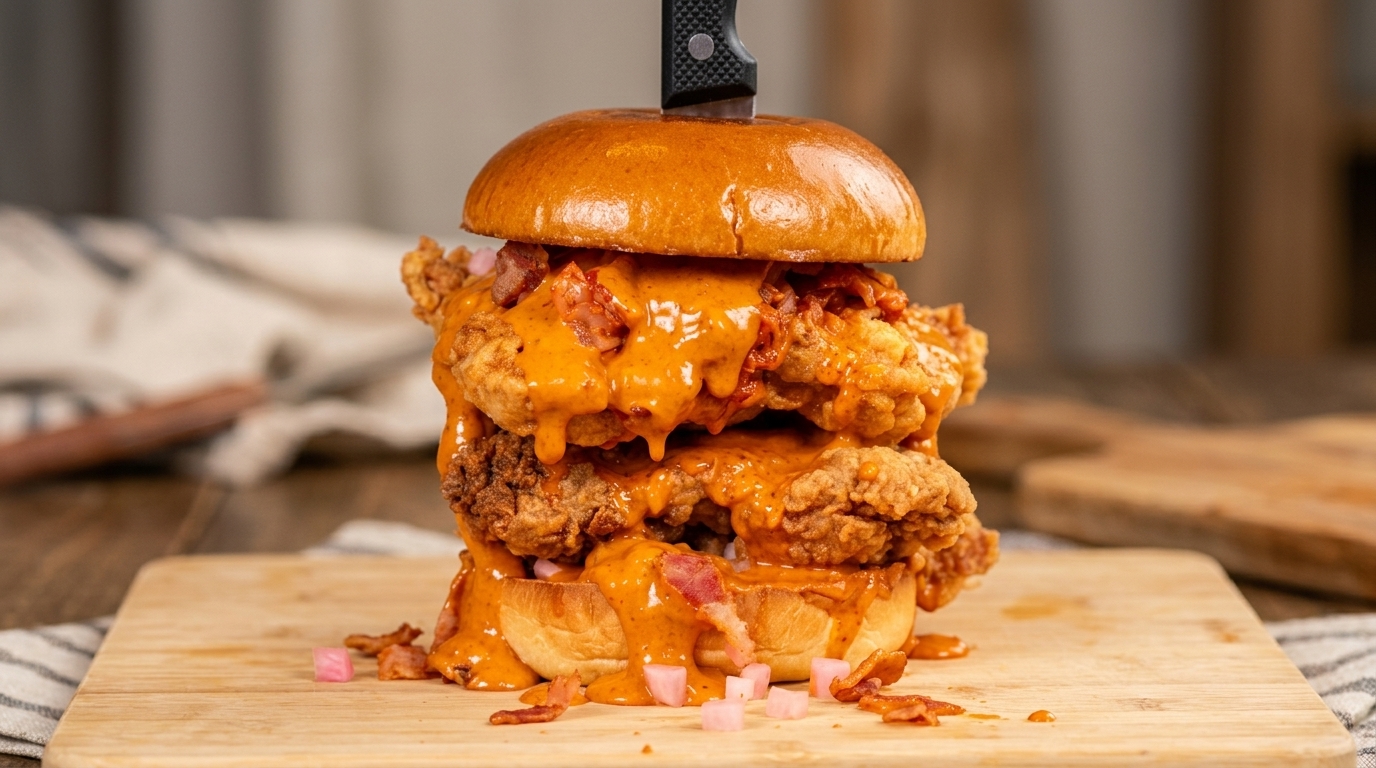 Koreanischer Spicy Cream Fried Chicken Burger