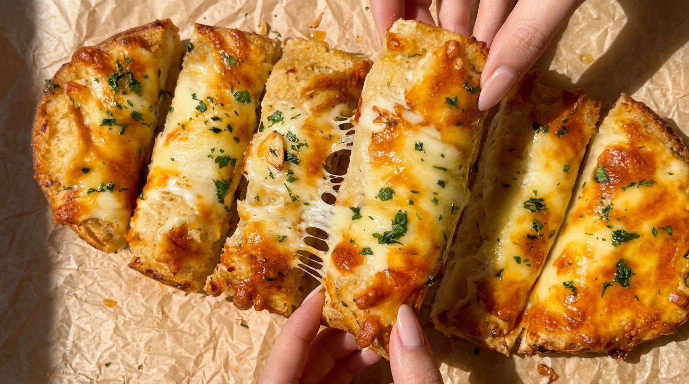 Knoblauch-Käse-Brot mit geröstetem Knoblauch und Honig