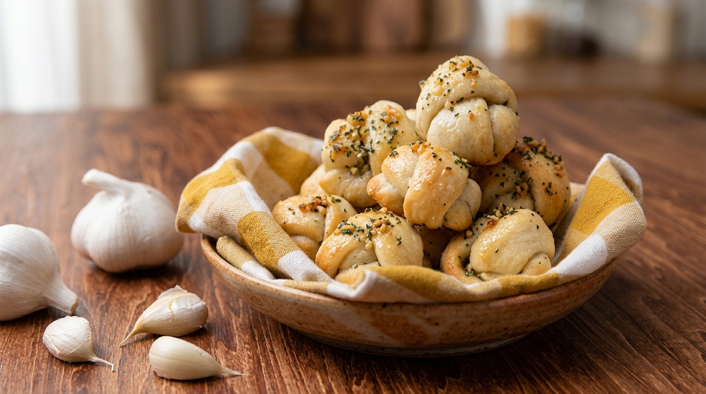 Hausgemachte Mini-Knoblauch-Pizzaknoten