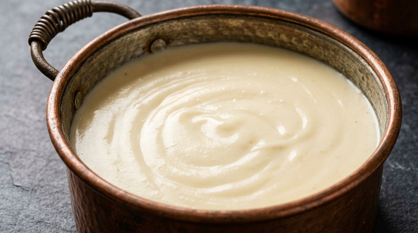 Cremige selbstgemachte weiße Pizzasauce