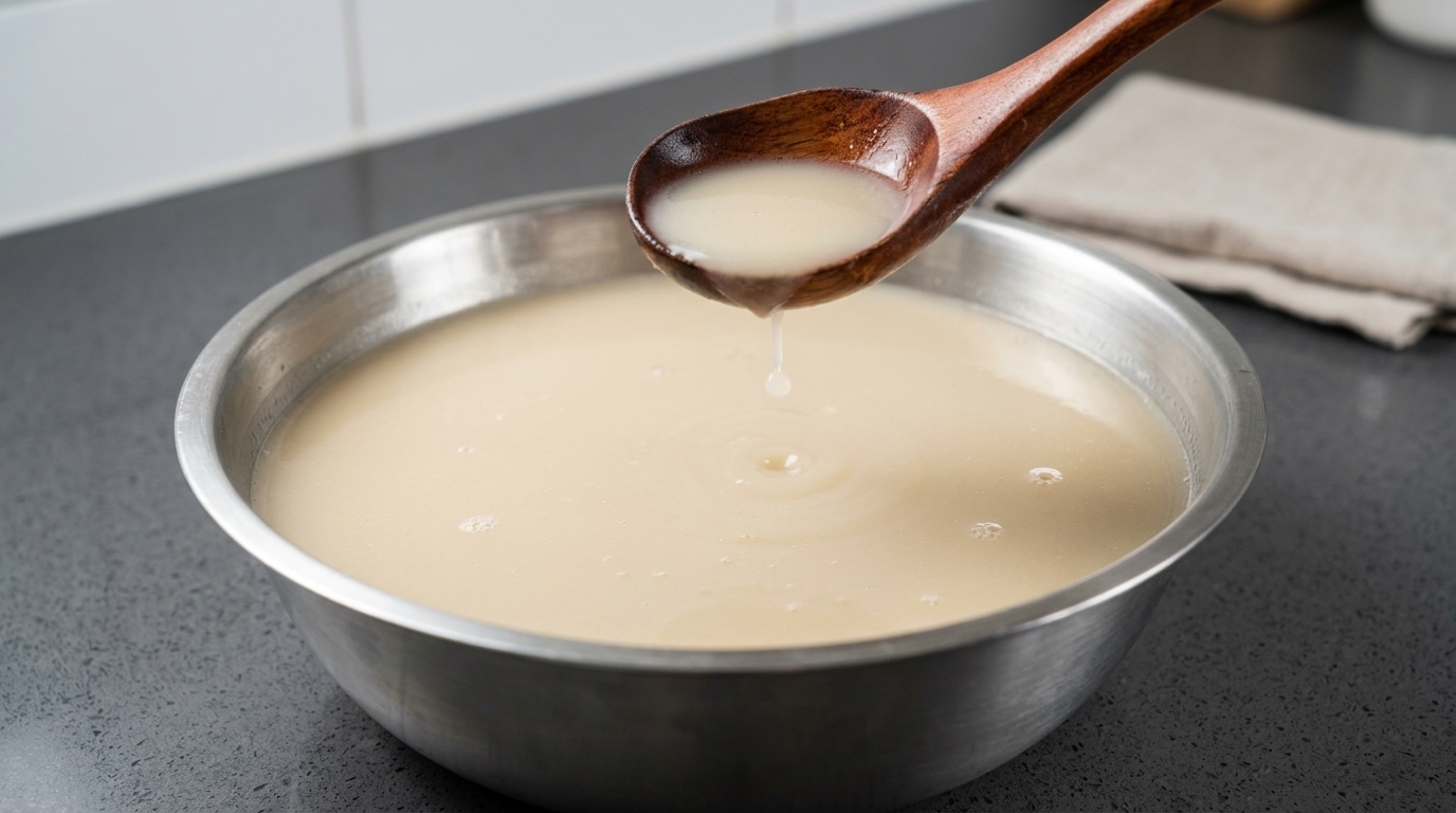 Reichhaltige japanische Tonkotsu-Brühe aus Schweineknochen