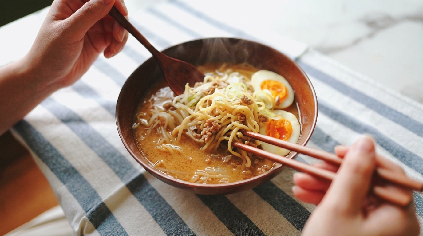 Authentische Sapporo Miso Ramen im Hokkaido-Stil