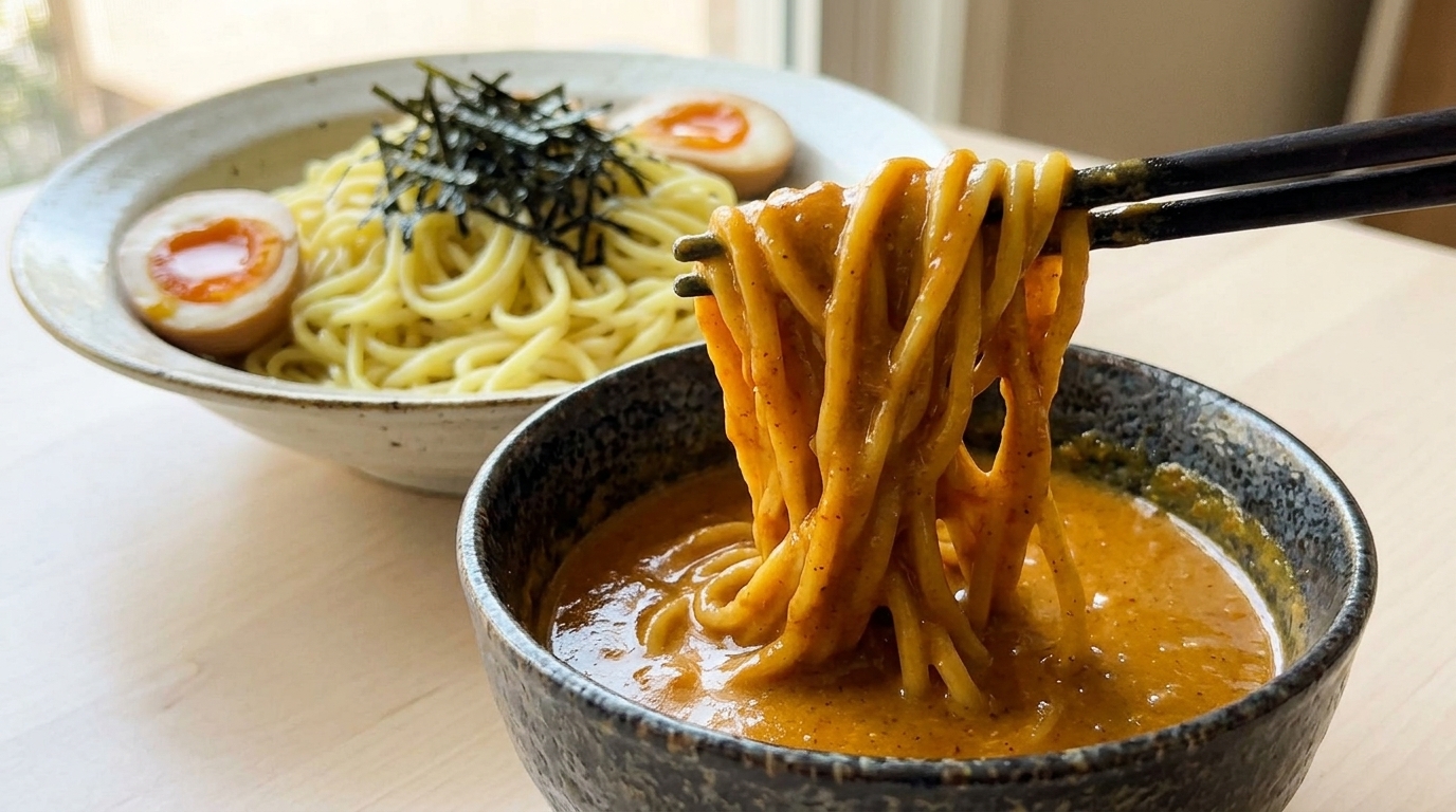 Japanische Curry-Dipp-Nudeln (Curry Tsukemen)
