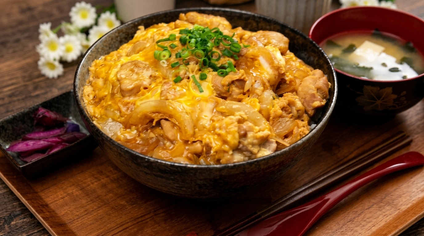 Oyakodon: Traditionelle japanische Hähnchen-Ei-Reisschale
