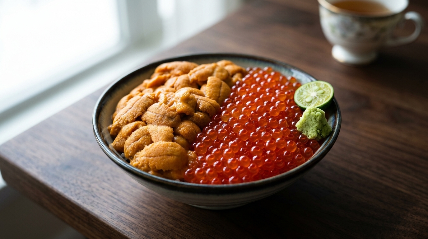 Premium Uni und Ikura Don (Seeeigel-Reisschale)