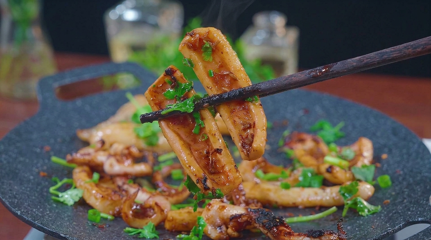Sizzling Tintenfisch vom Grill nach Asia-Art