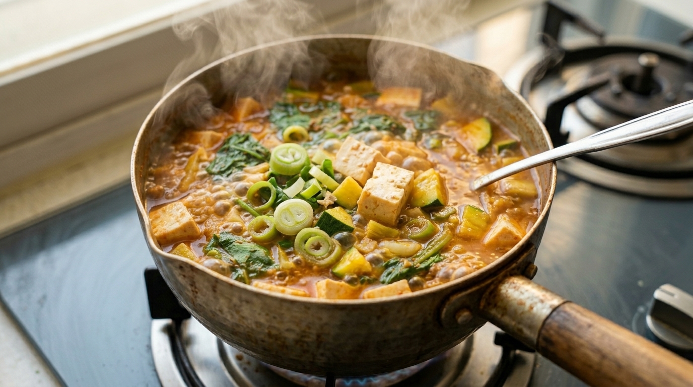 Authentisches Doenjang Jjigae (Koreanischer Sojabohnenpasten-Eintopf)
