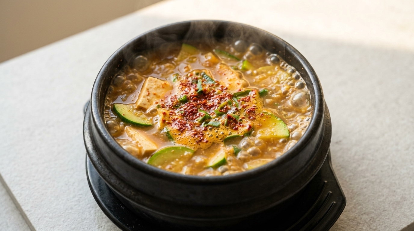 Authentischer koreanischer Sojabohnenpaste-Eintopf (Doenjang Jjigae)