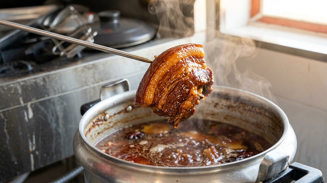 Traditionell geschmorte Schweinefüße und Fleisch nach nordostchinesischer Art