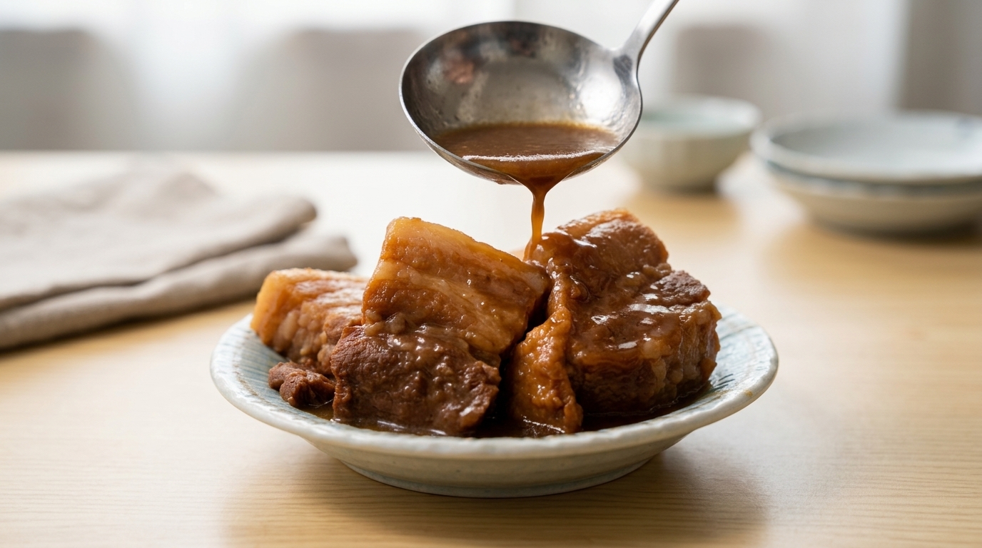 Japanischer Miso-geschmorter Schweinebauch (Buta no Kakuni)