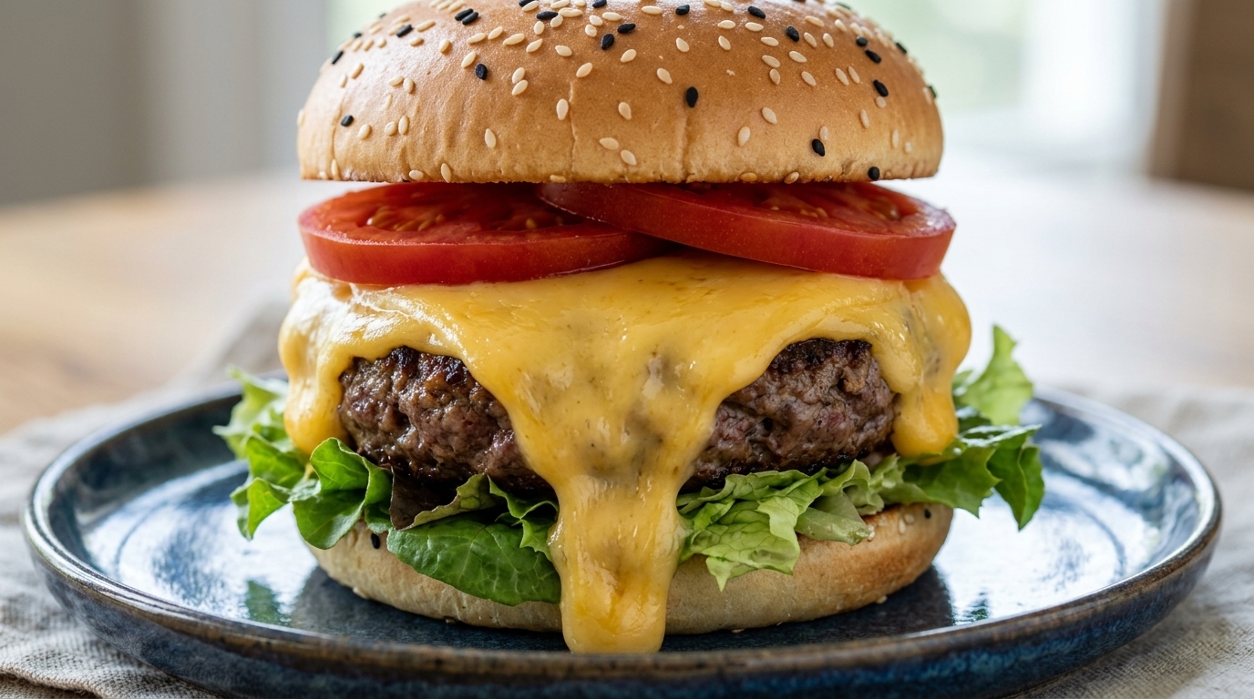 Klassischer hausgemachter Rindfleisch-Cheeseburger