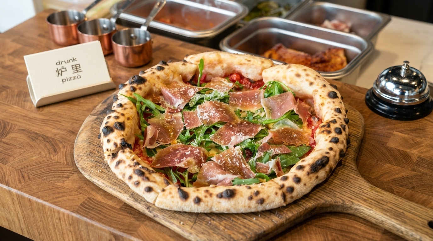 Prosciutto-Rucola-Pizza aus dem Steinofen