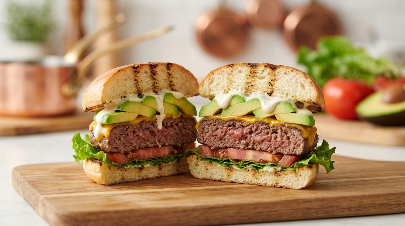 Klassischer Avocado-Cheeseburger