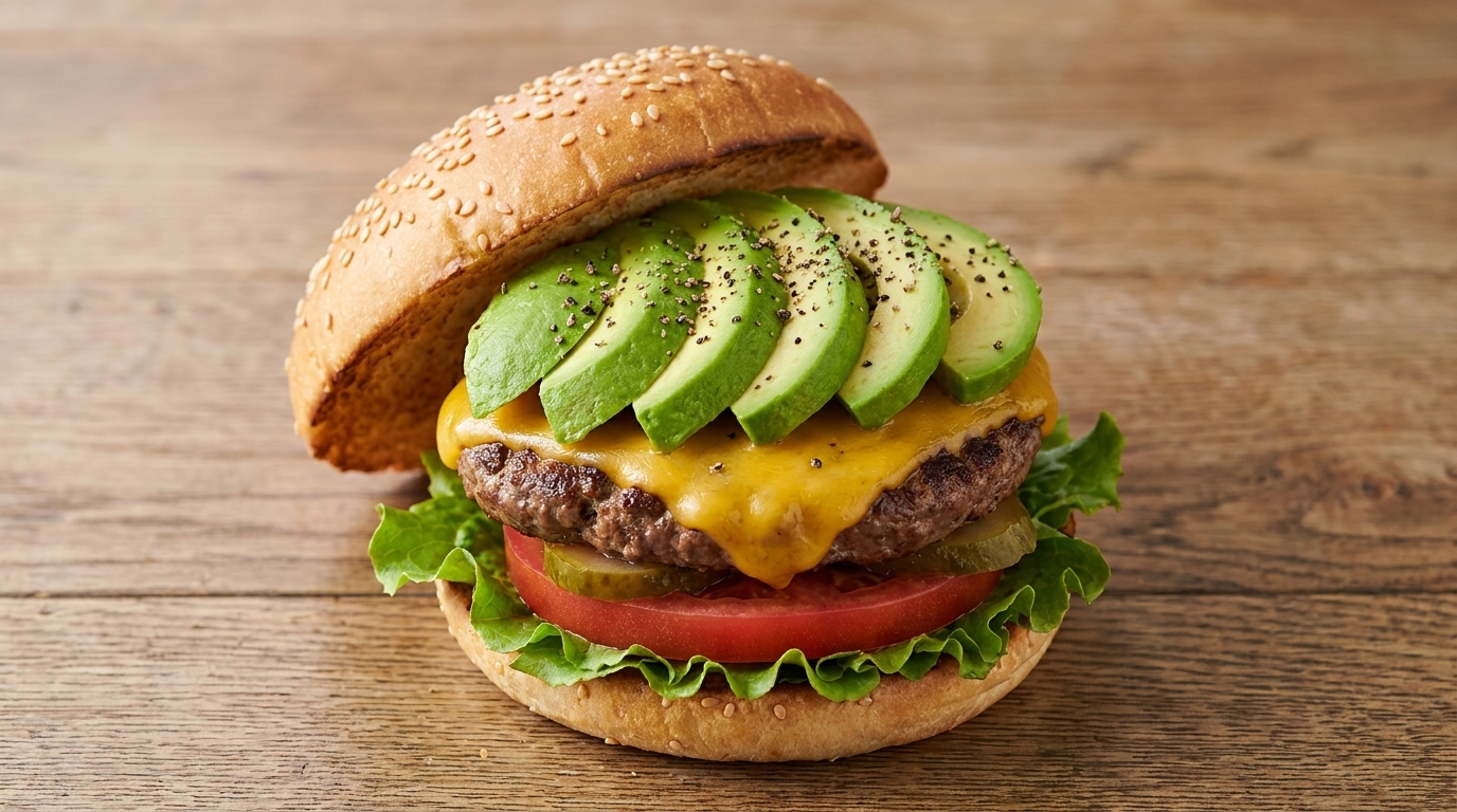 Klassischer hausgemachter Avocado-Cheeseburger