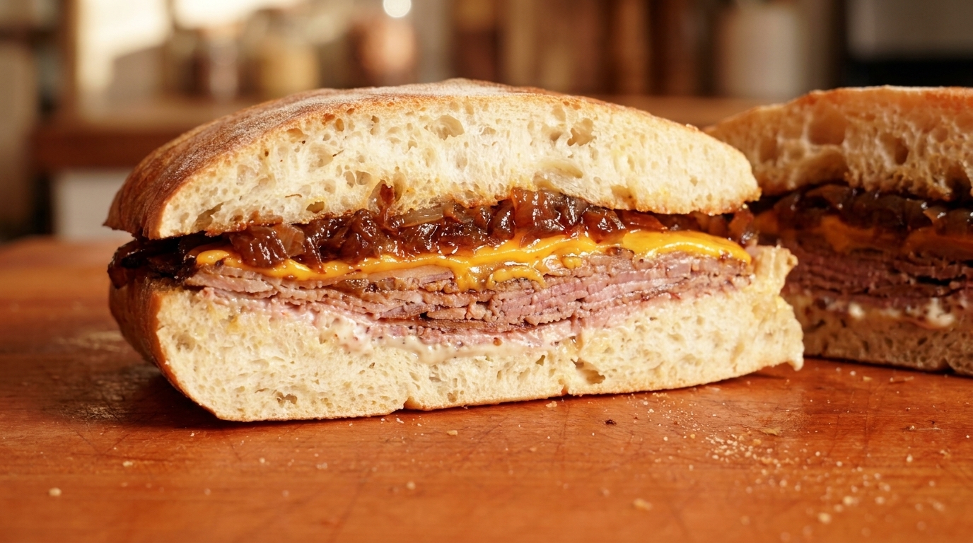 Internet-Hit: Roastbeef-Sandwich mit karamellisierten Zwiebeln