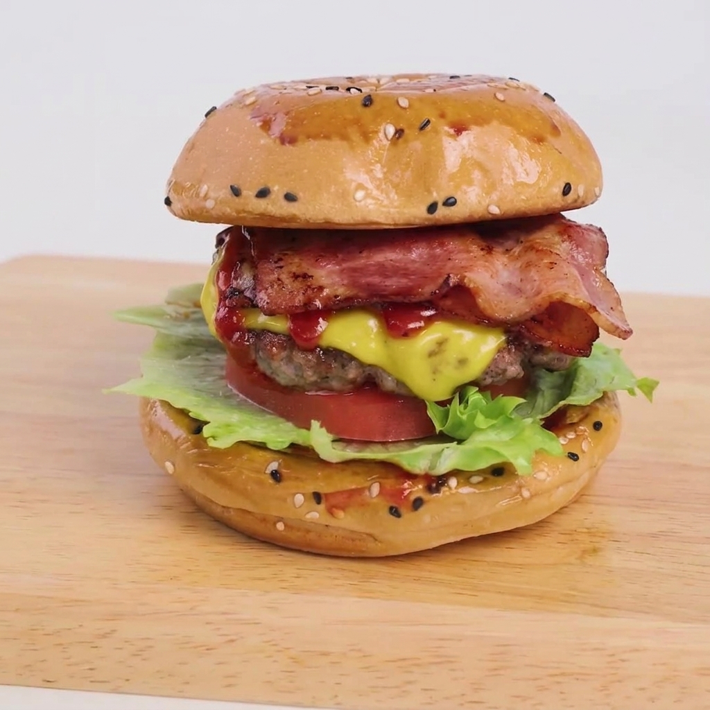Eine kleine Glasschale mit einer Mischung aus Ketchup, braunem Zucker und Gewürzen, die mit einem Löffel verrührt wird.
