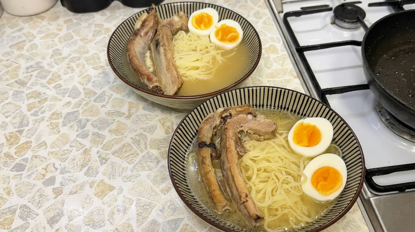 Nahaufnahme einer glatten, dunkelroten BBQ-Sauce, die in einer Glasschale mit einem Metalllöffel gerührt wird.