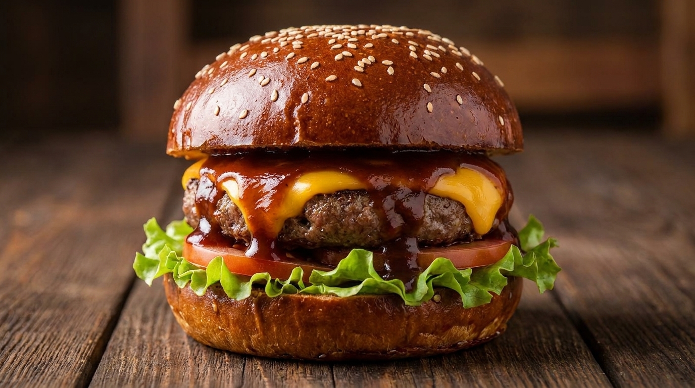 Klassischer American BBQ Burger mit hausgemachter Sauce