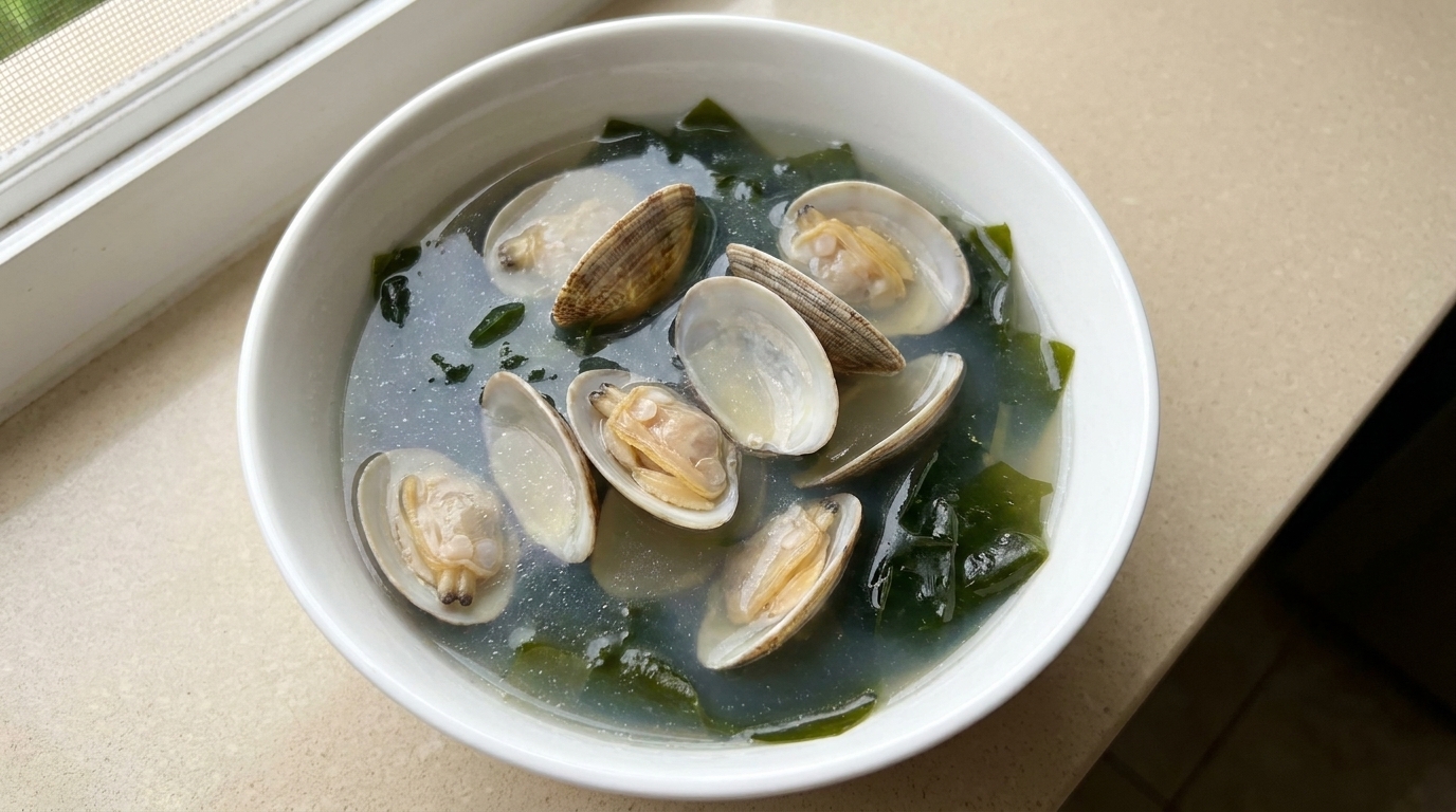 Schnelle Muschel-Algen-Suppe aus der Mikrowelle