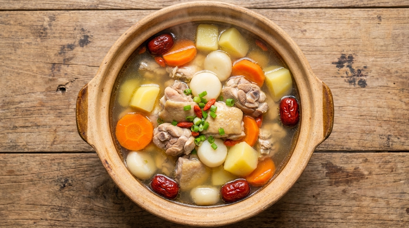 Klare Hühnersuppe mit Wurzelgemüse