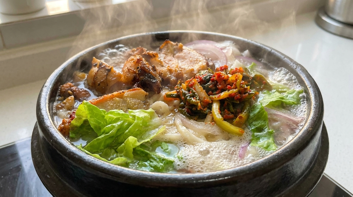 Einfache Hühnernudelsuppe mit Airfryer-Hähnchen