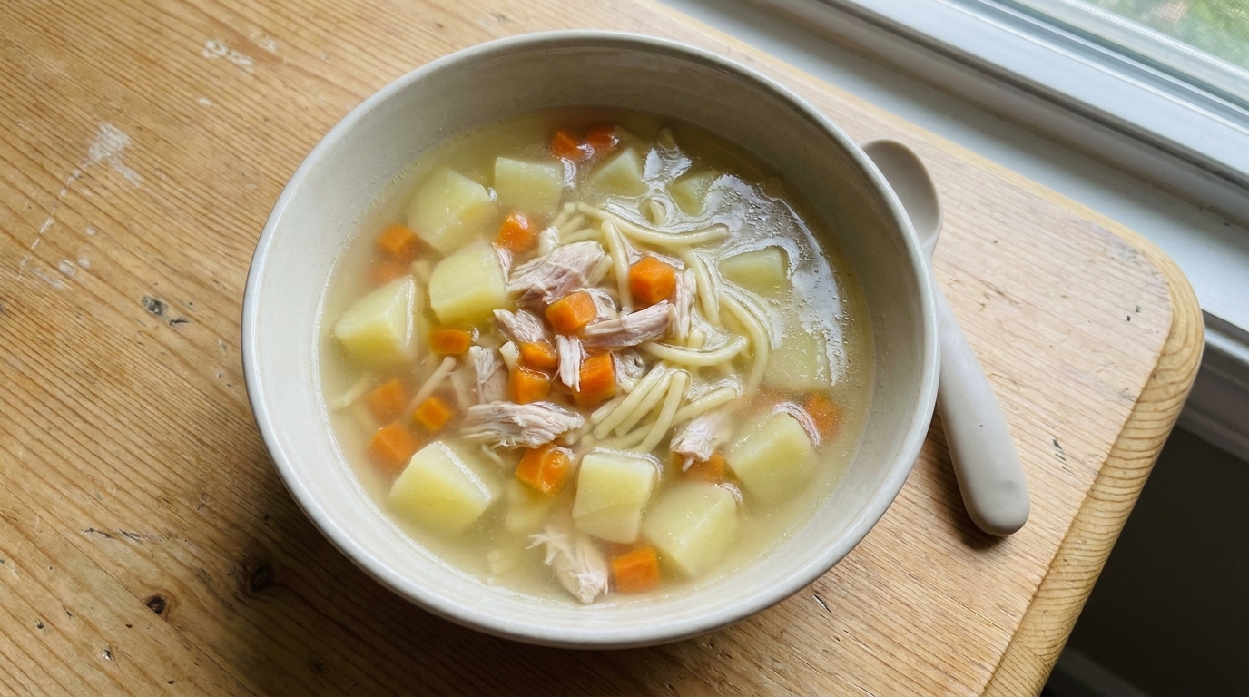 Gesunde Hühnerflügel-Nudelsuppe für Babys