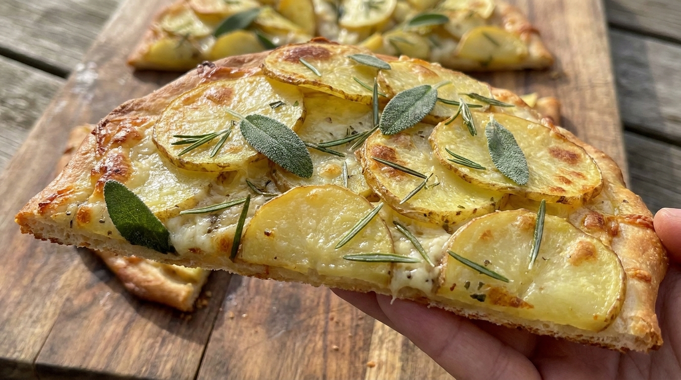 Gourmet-Kartoffelpizza mit Salbei und Rosmarin