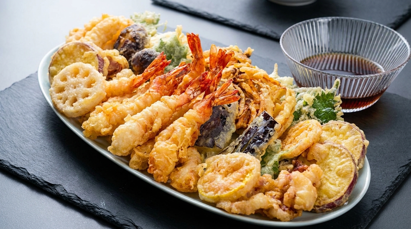 Klassische japanische Tempura-Garnelen