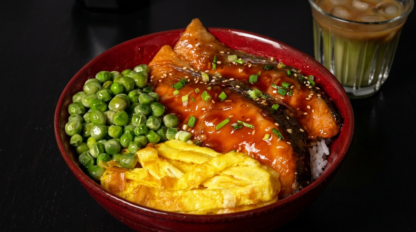 Hausgemachte Teriyaki Lachs Bowl (Lachs Donburi)