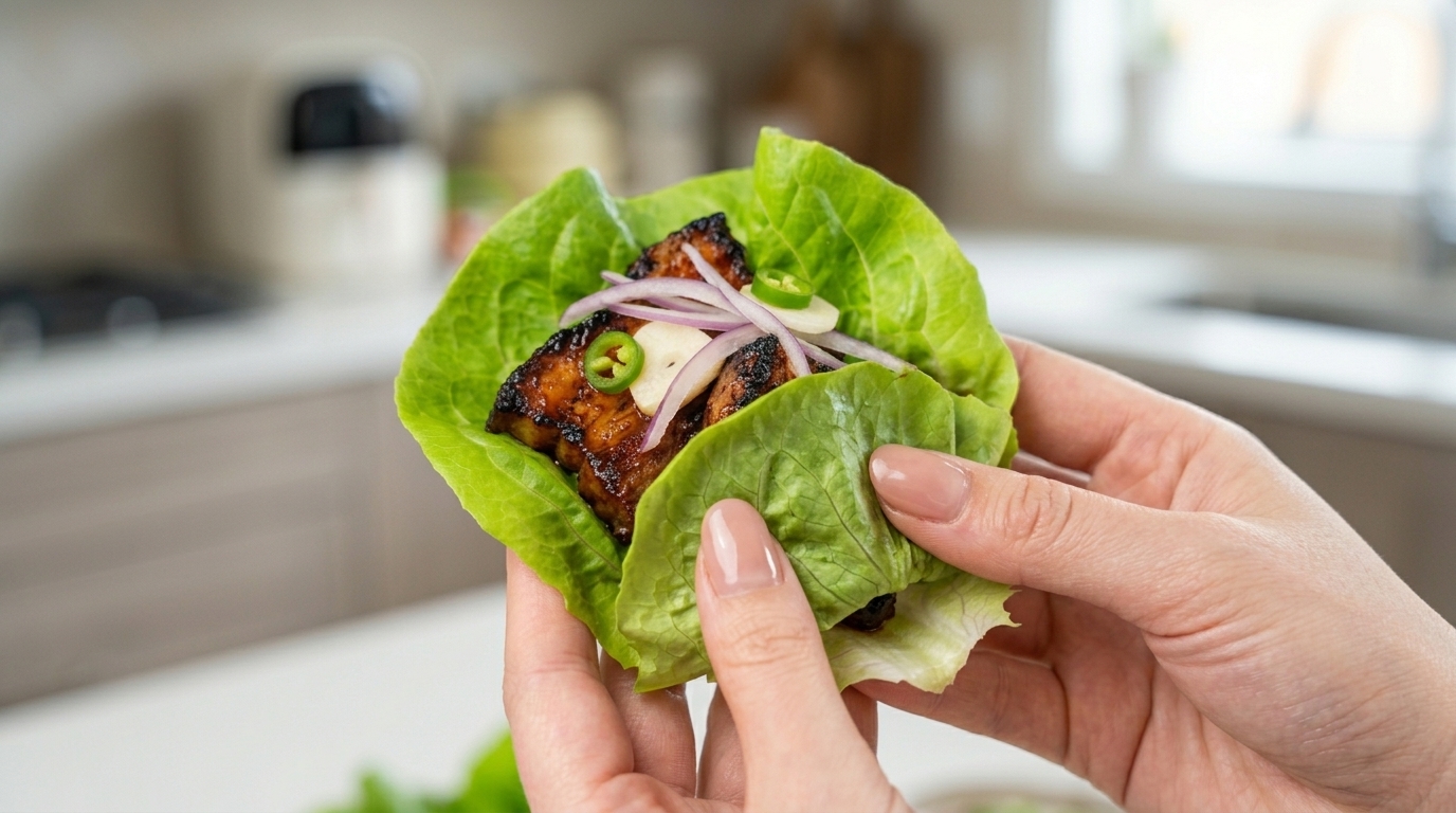 Knuspriger Schweinebauch aus der Heißluftfritteuse (Koreanisches Ssam)